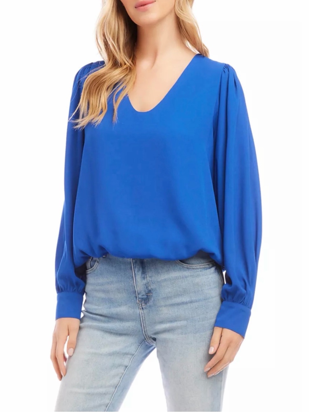 Karen Kane Royal Blue Long Sleeve Blouse